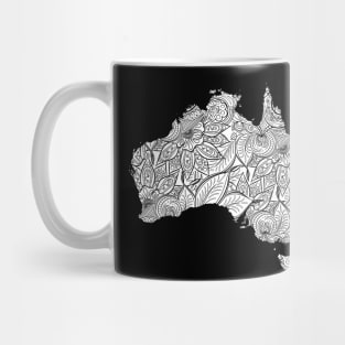 Mandala art map of Australia with text in white Mug